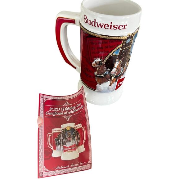 EUC Budweiser Clydesdale Beer Stein 2020 edition w certificate of authenticity - Picture 1 of 8